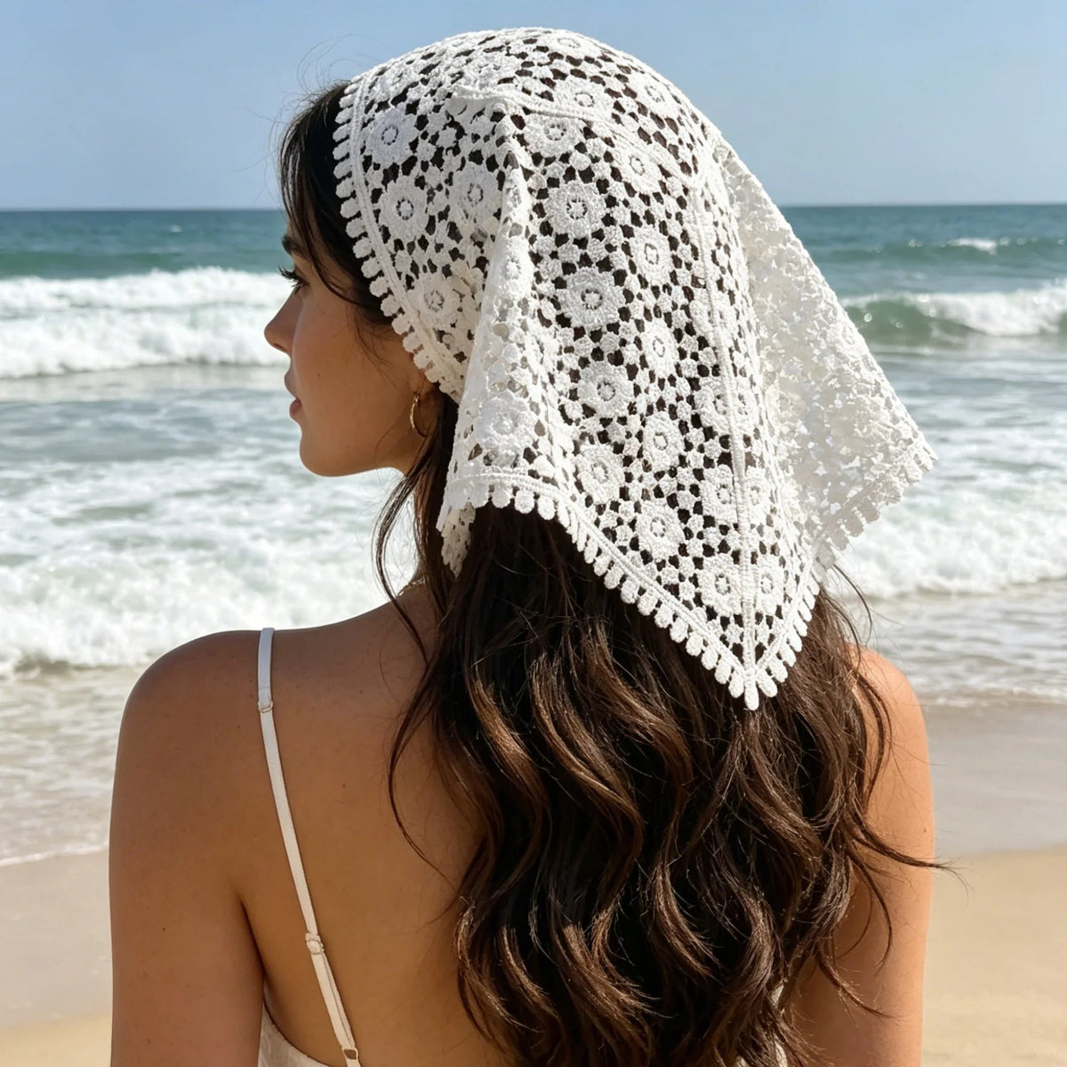 Celeste bohemisk trekantig scarf