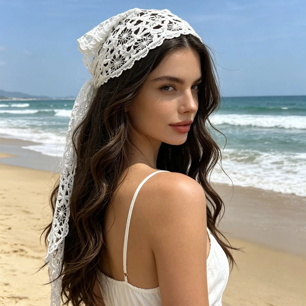 Celeste bohemisk trekantig scarf