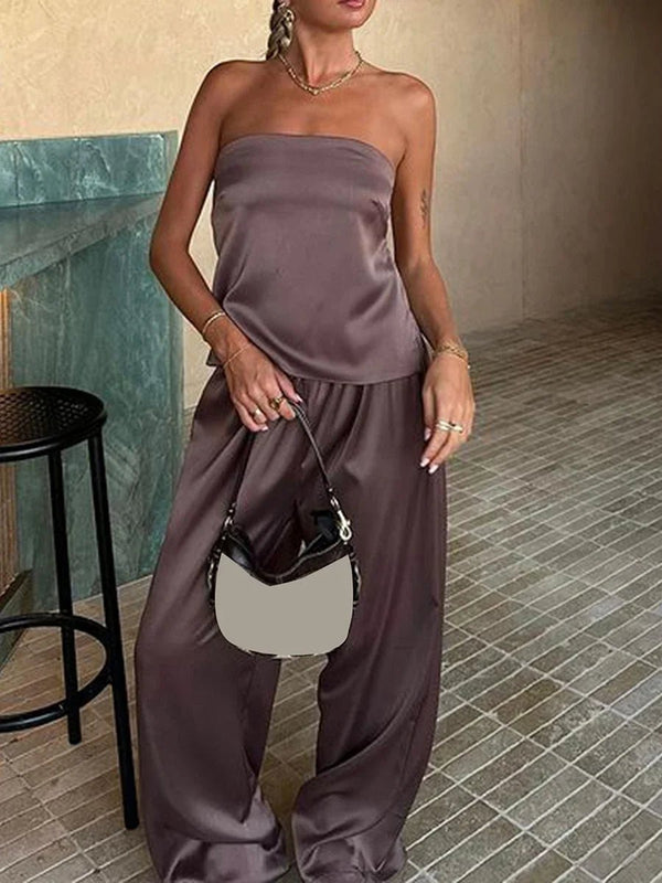 Chandra Satin Wide Leg Set