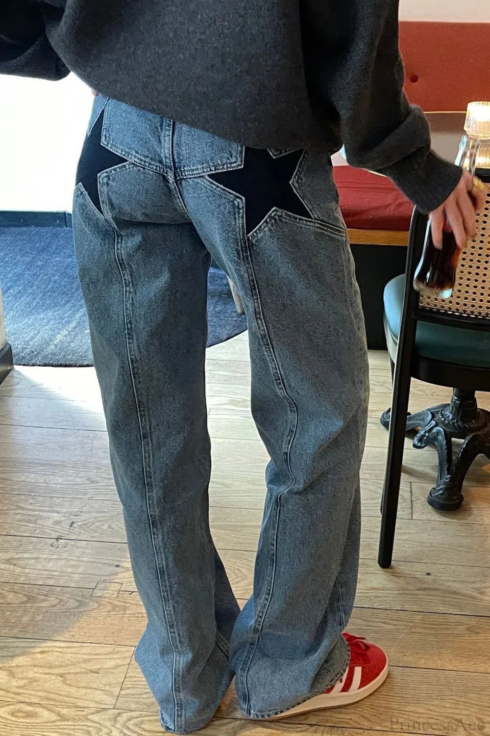 Charlize jeans med stjärnmönster och färgblock