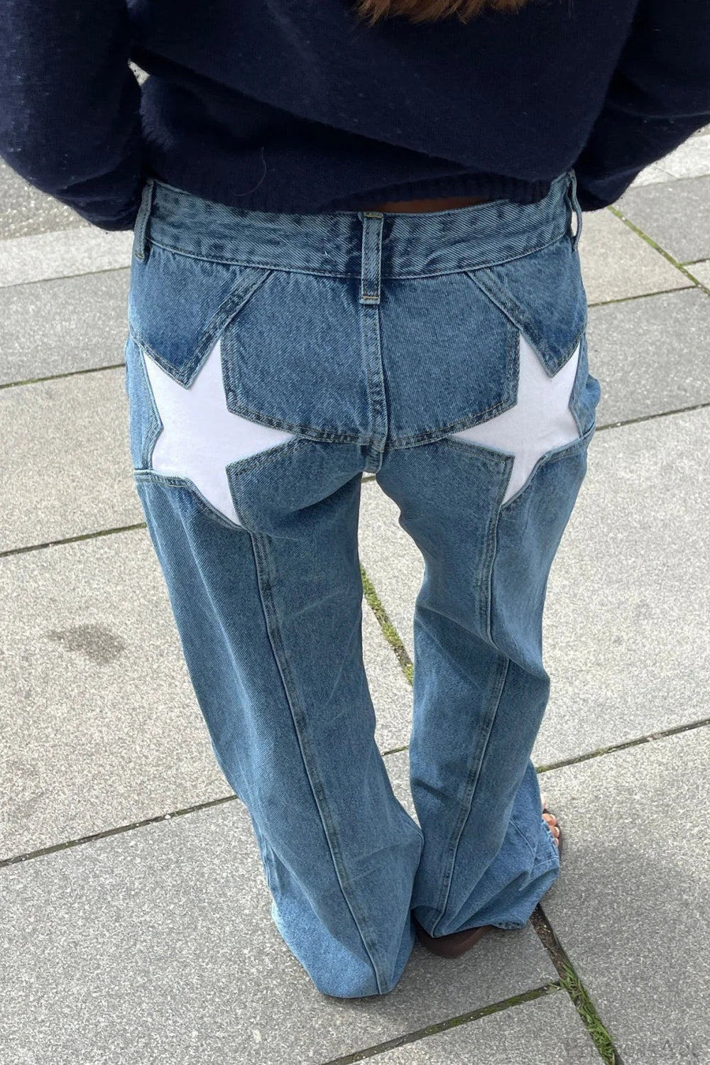 Charlize jeans med stjärnmönster och färgblock