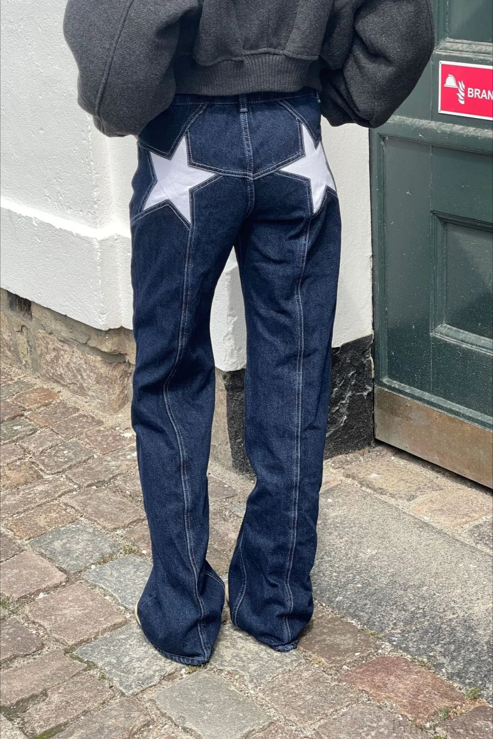 Charlize jeans med stjärnmönster och färgblock