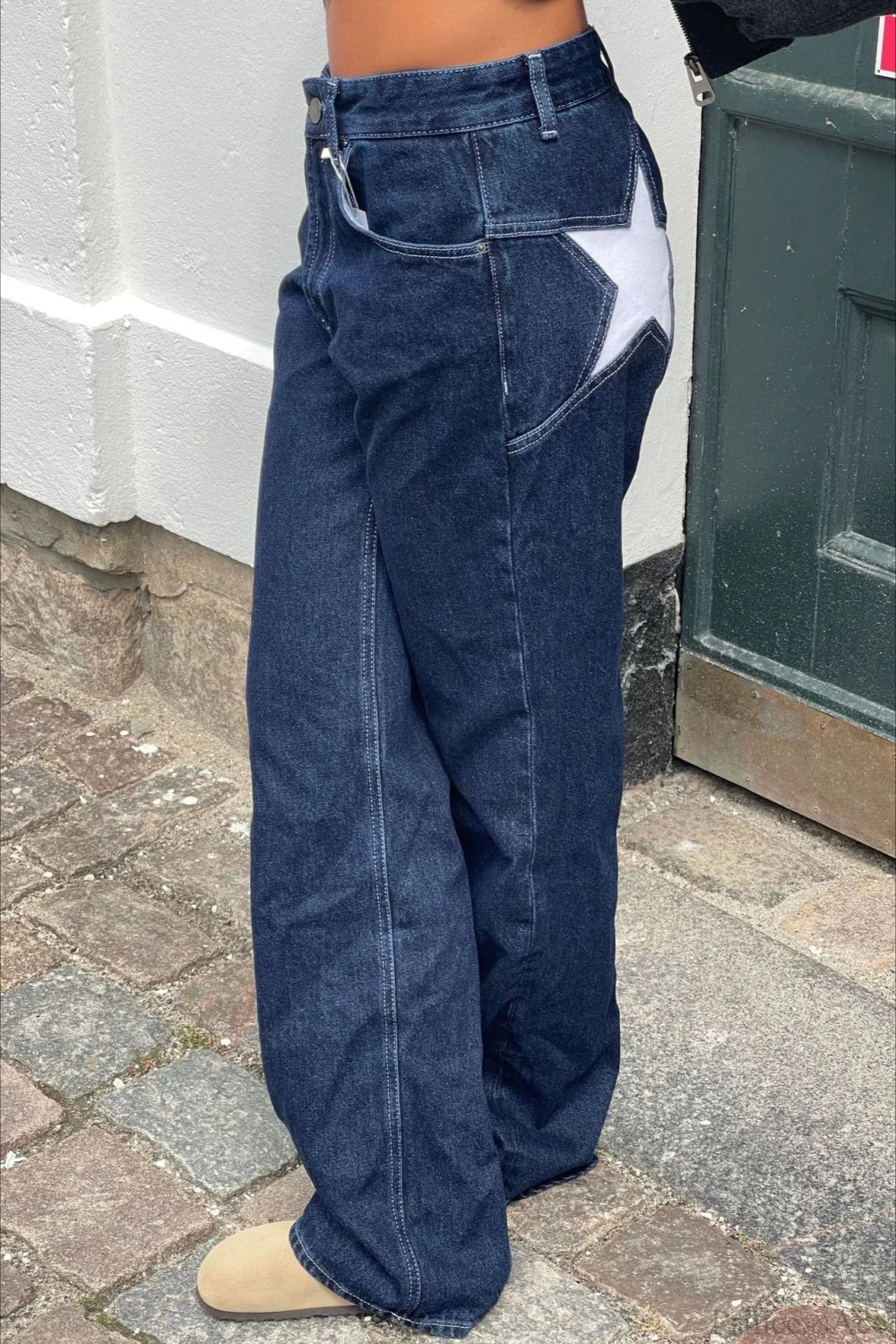 Charlize jeans med stjärnmönster och färgblock