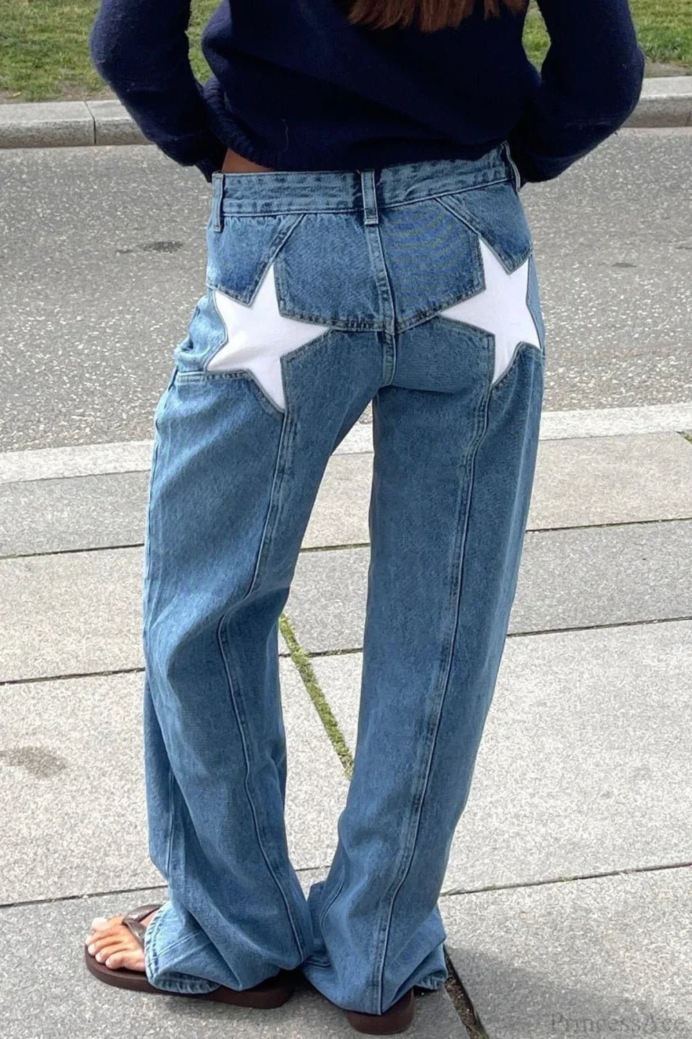 Charlize jeans med stjärnmönster och färgblock