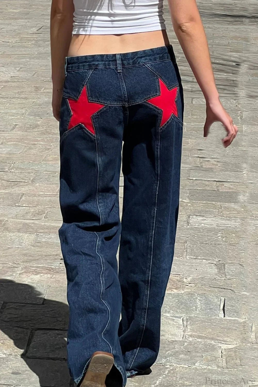 Charlize jeans med stjärnmönster och färgblock