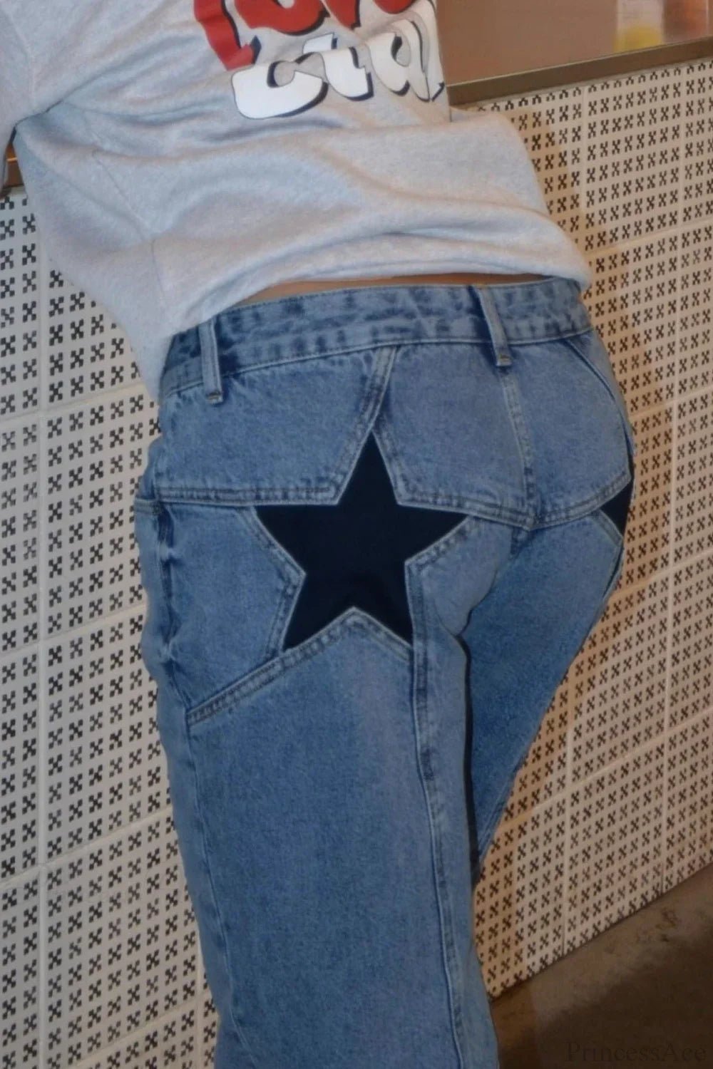 Charlize jeans med stjärnmönster och färgblock
