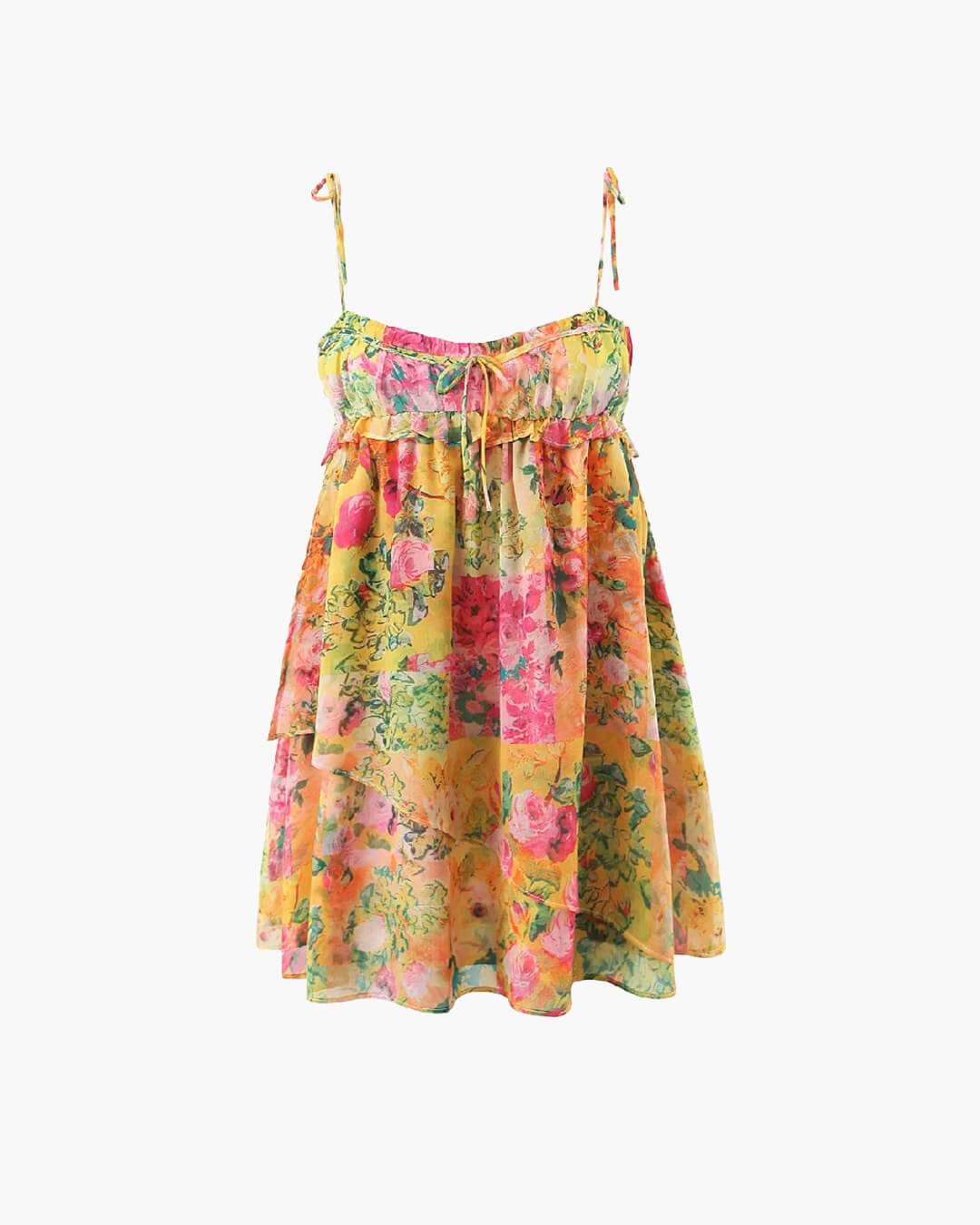 Clara flerfärgad blommig miniklänning