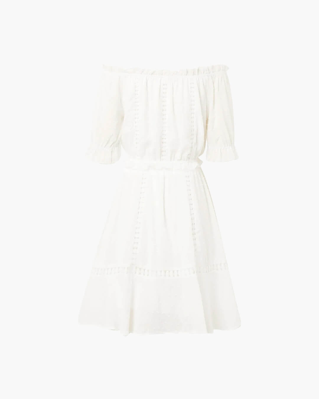 Connies set med volangprydd crop top och kjol i schweizisk spets
