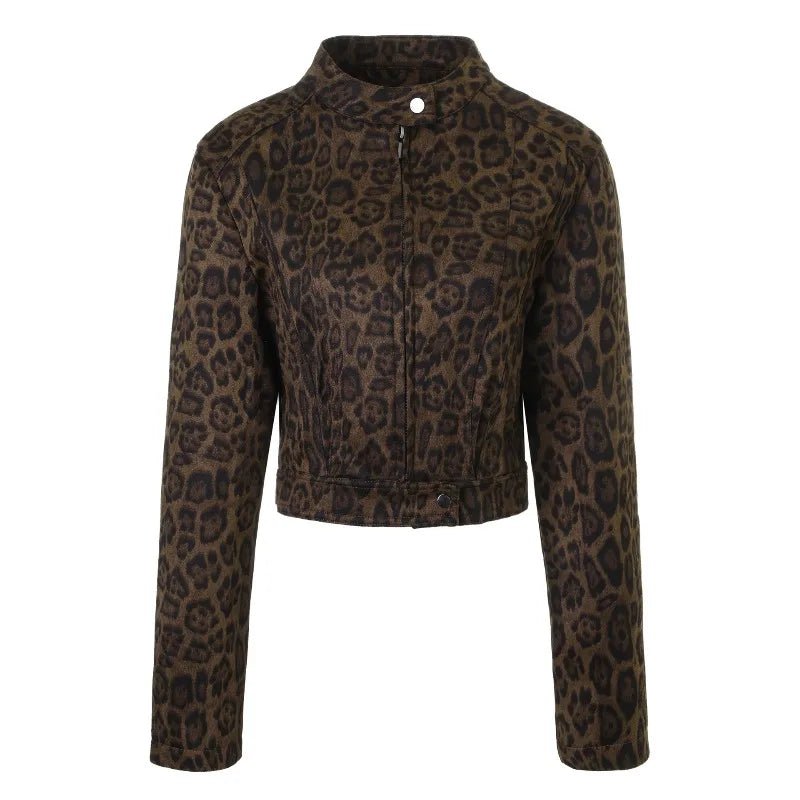 Coral kort jacka med leopardmönster