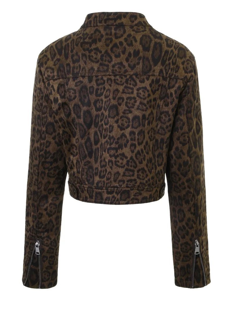 Coral kort jacka med leopardmönster