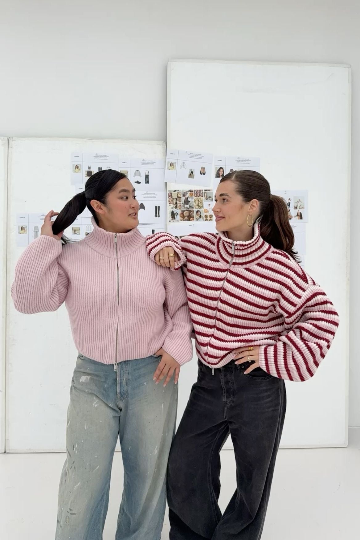 Daniela oversized ribbstickad tröja med dragkedja