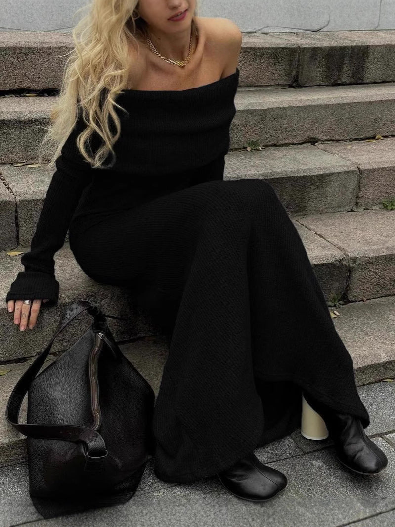 Danika stickad maxiklänning att dra över huvudet