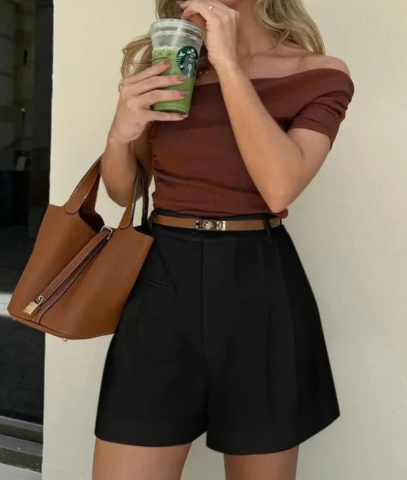 Daphne skräddade shorts med hög midja