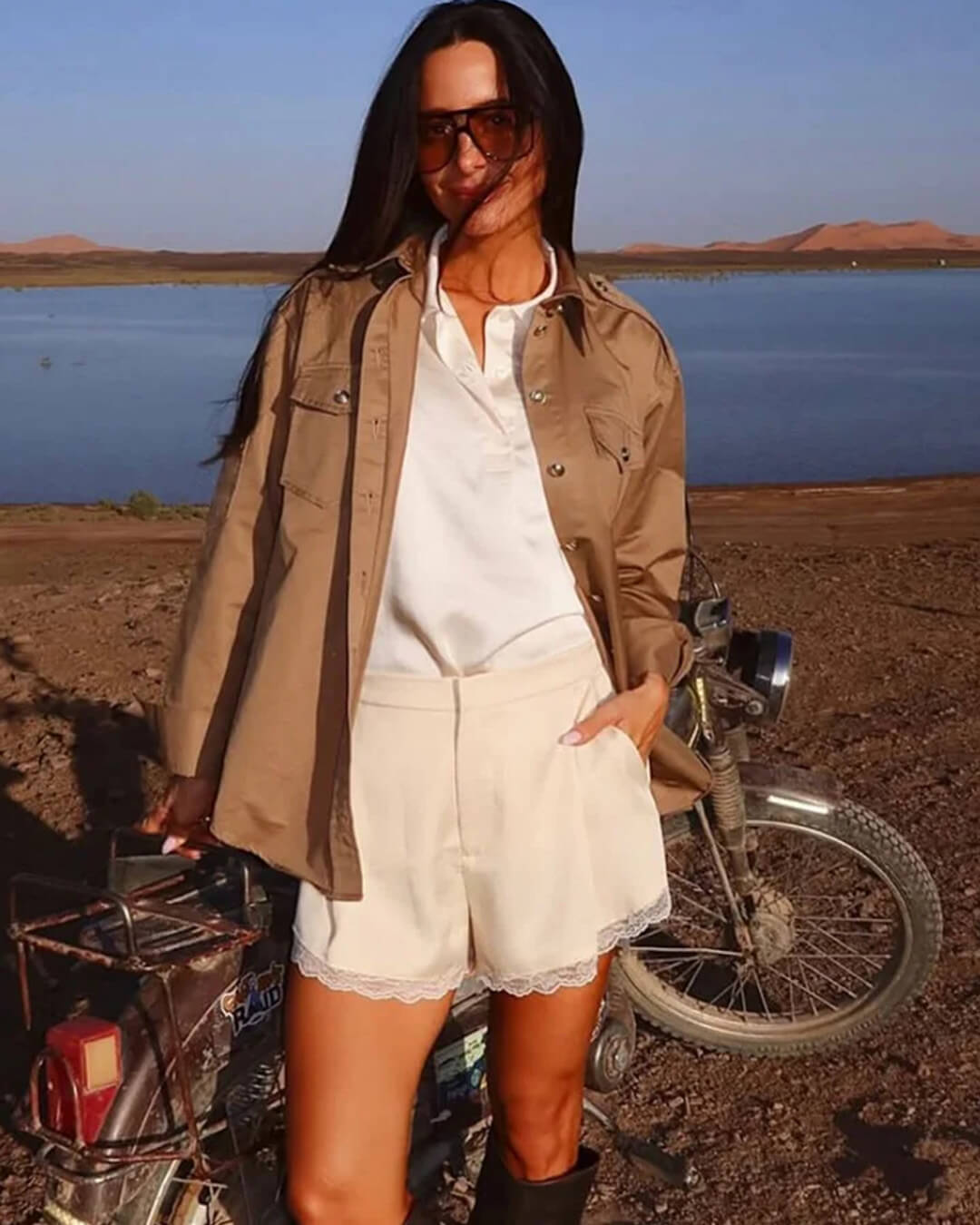Davina satängminishorts med hög midja