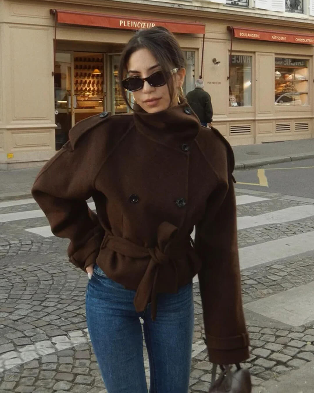 Debbie kort trenchcoat med ståkrage