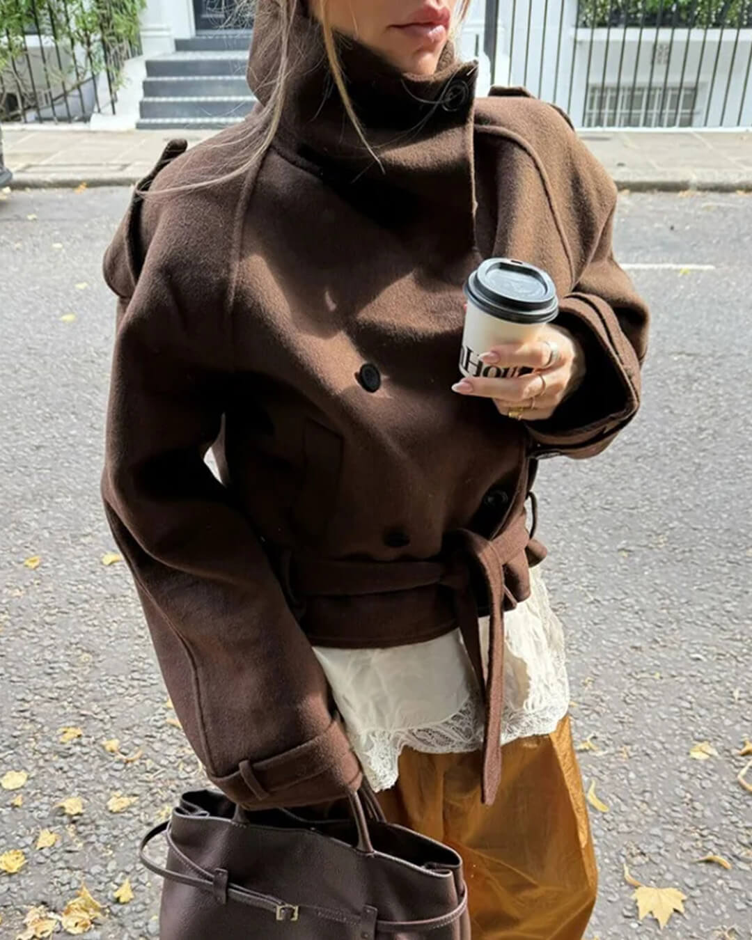 Debbie kort trenchcoat med ståkrage