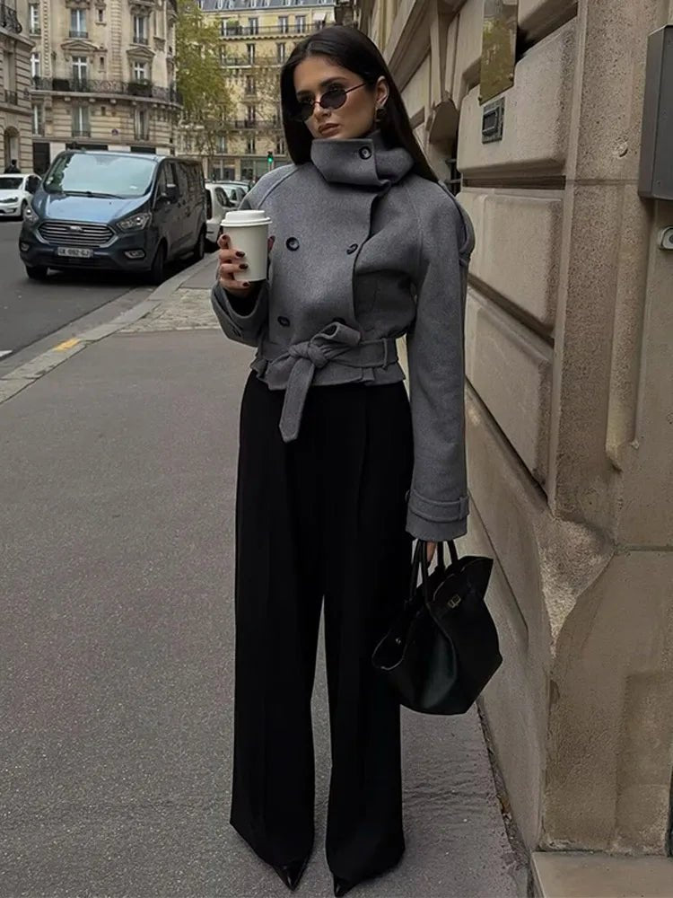 Debbie kort trenchcoat med ståkrage
