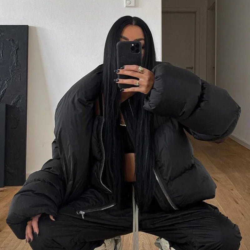 Donna vadderad jacka med funnelkrage
