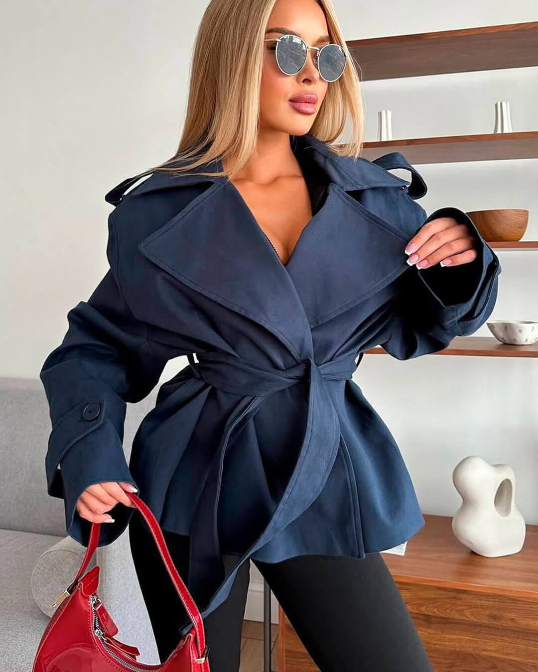 Dorothy kort trenchcoat med snörning