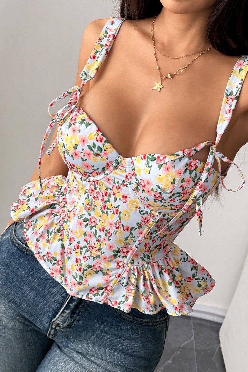Elara Floral Peplum Tank Top