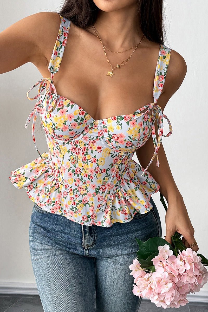 Elara Floral Peplum Tank Top