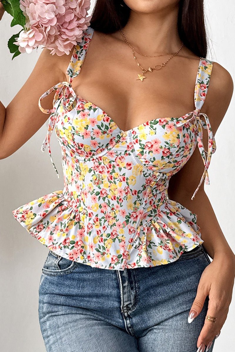 Elara Floral Peplum Tank Top
