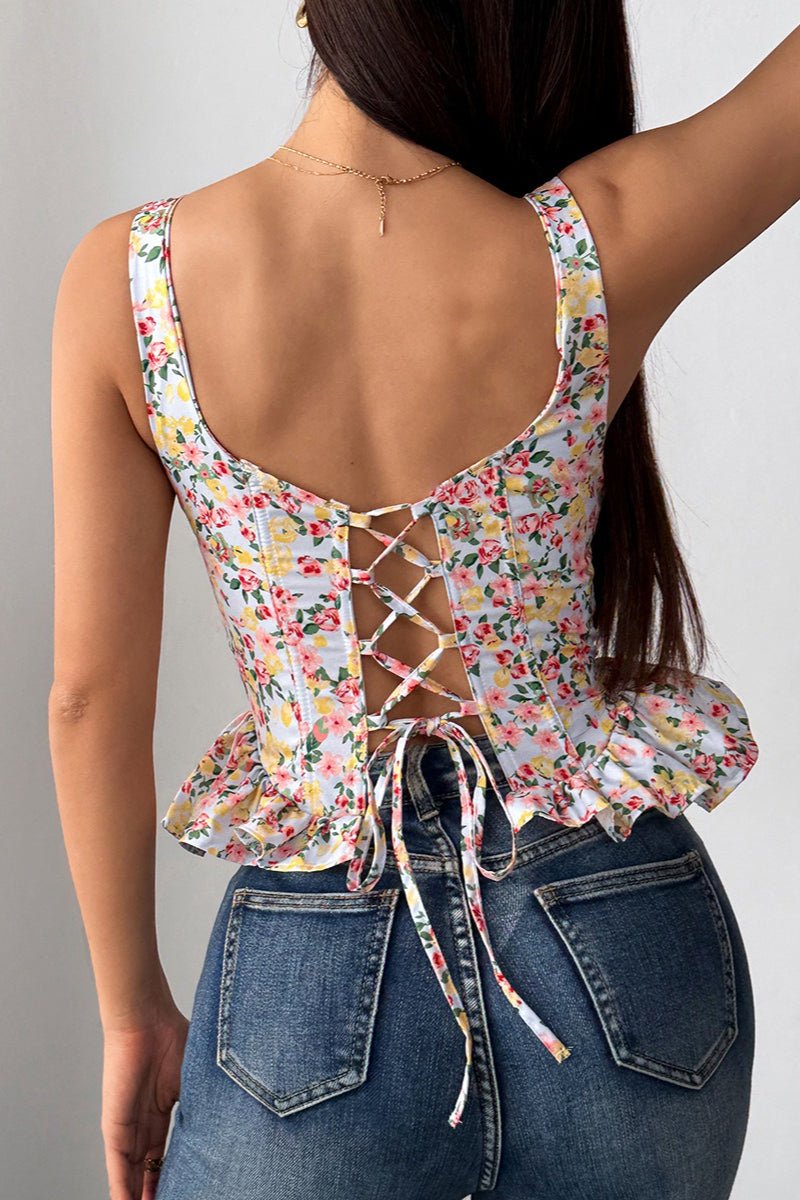 Elara Floral Peplum Tank Top