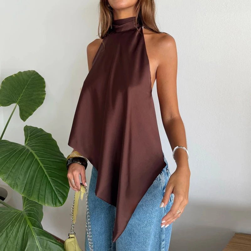 Elina halterneck-topp med bar rygg