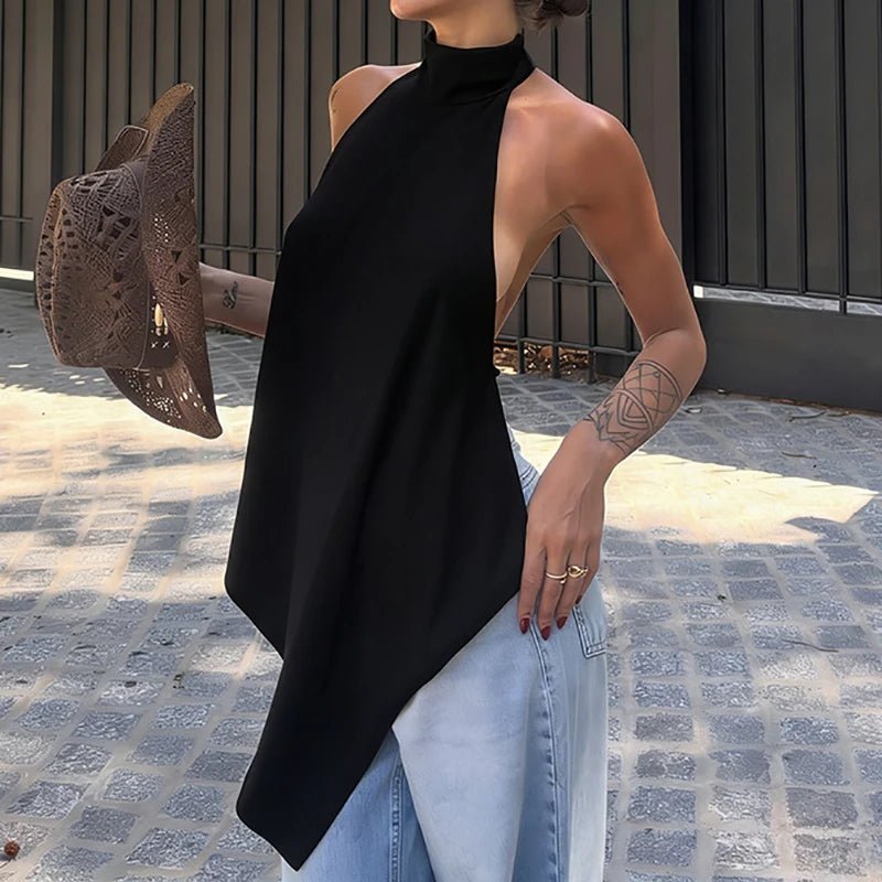 Elina halterneck-topp med bar rygg