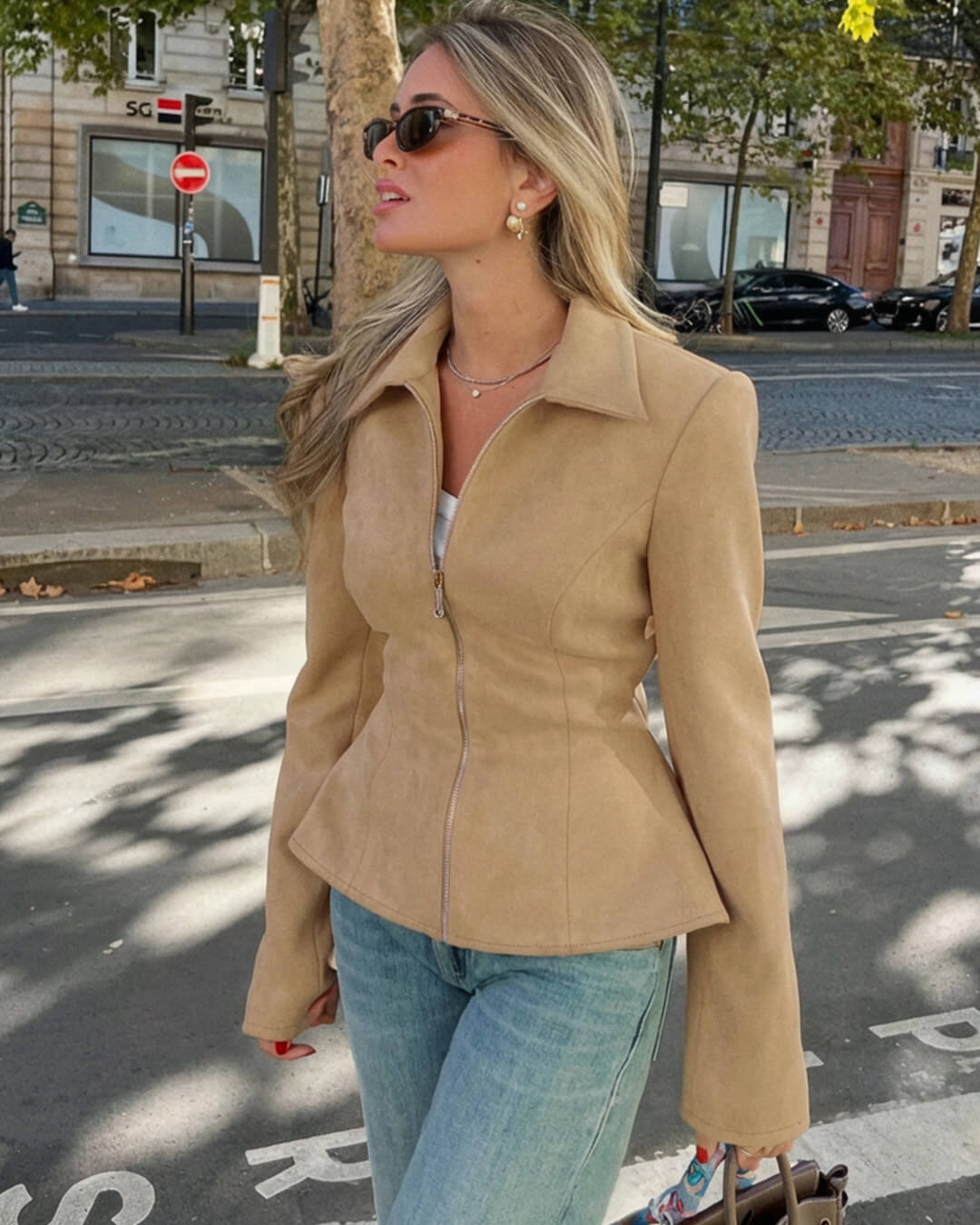 Ella jacka i imiterad mocka