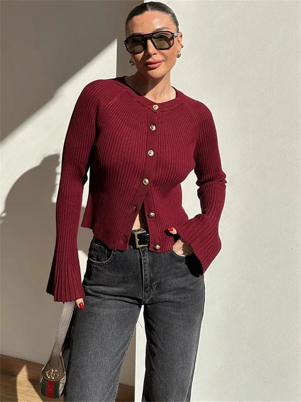 Eloisa Ribbed Knit Long Sleeve Cardigan