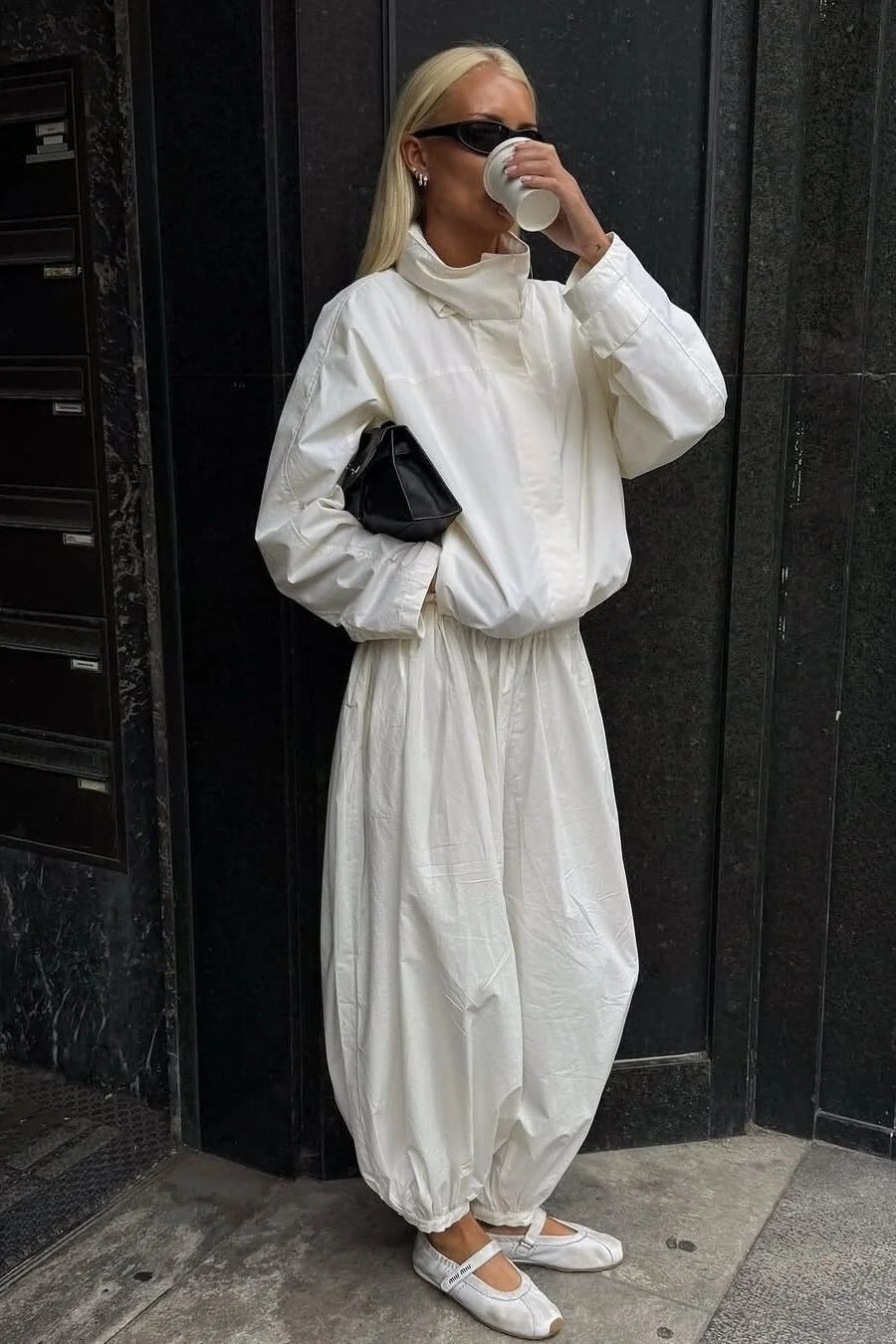 Erica vindjacka i trikå med funnel neck