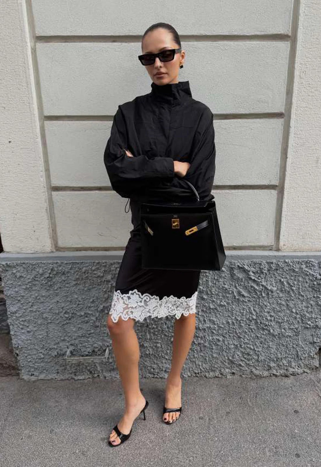 Erica vindjacka i trikå med funnel neck