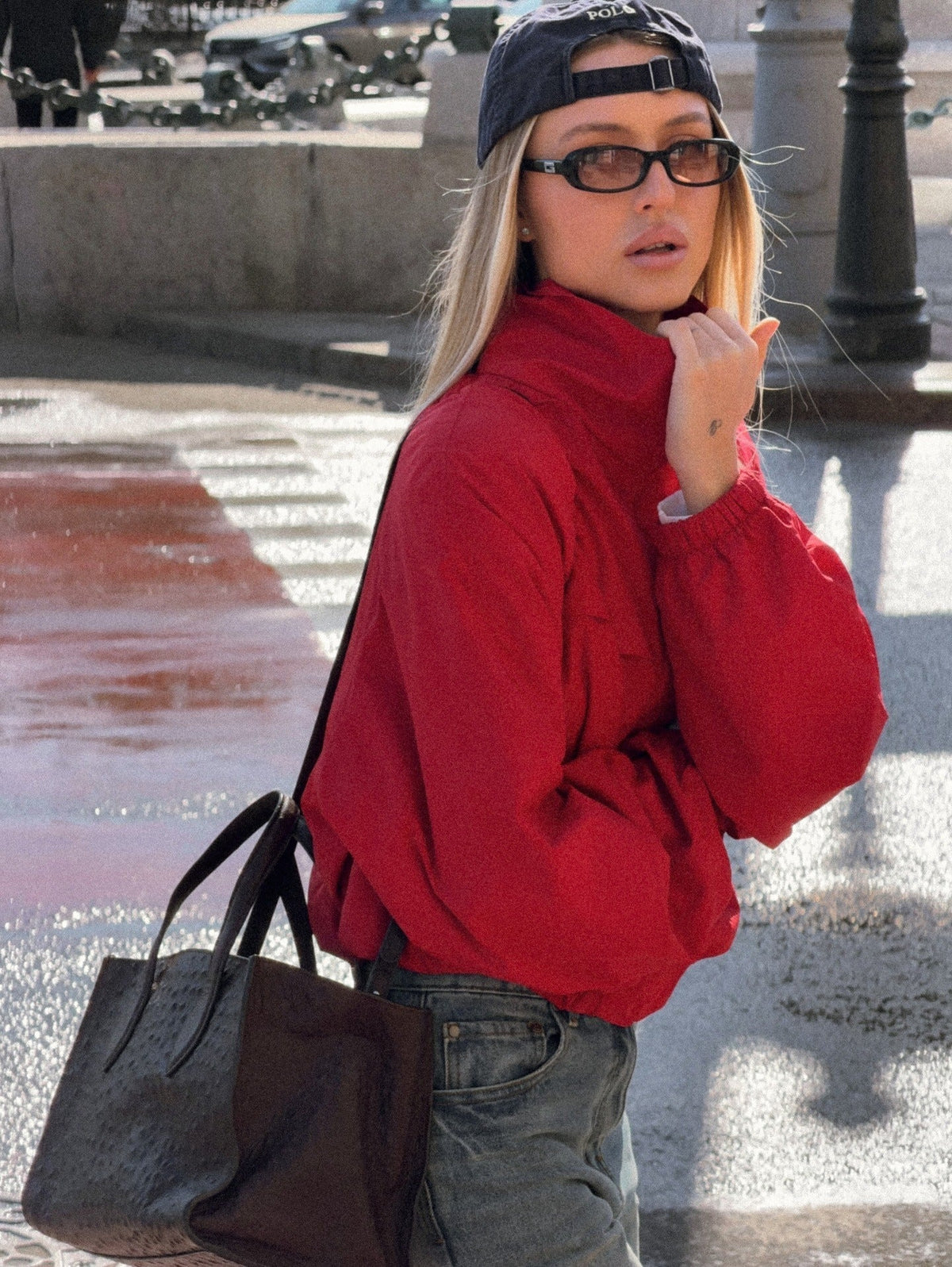 Erica vindjacka i trikå med funnel neck