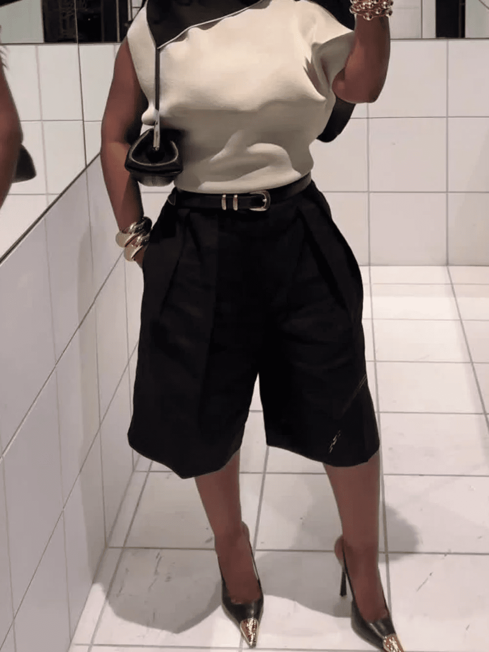 Florentine bermudashorts med hög midja och bälte