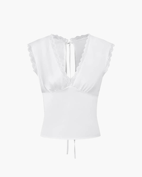 Francesca Deep Neck Satin Top