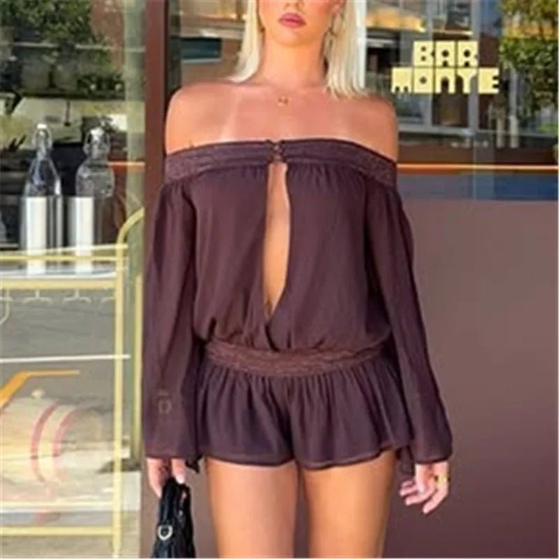 Franziska chiffongjumpsuit med bara axlar