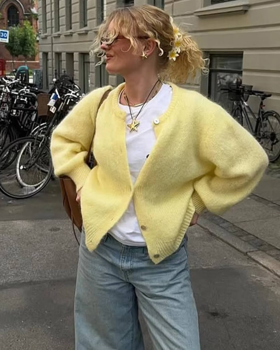 Freya, luddig stickad kofta