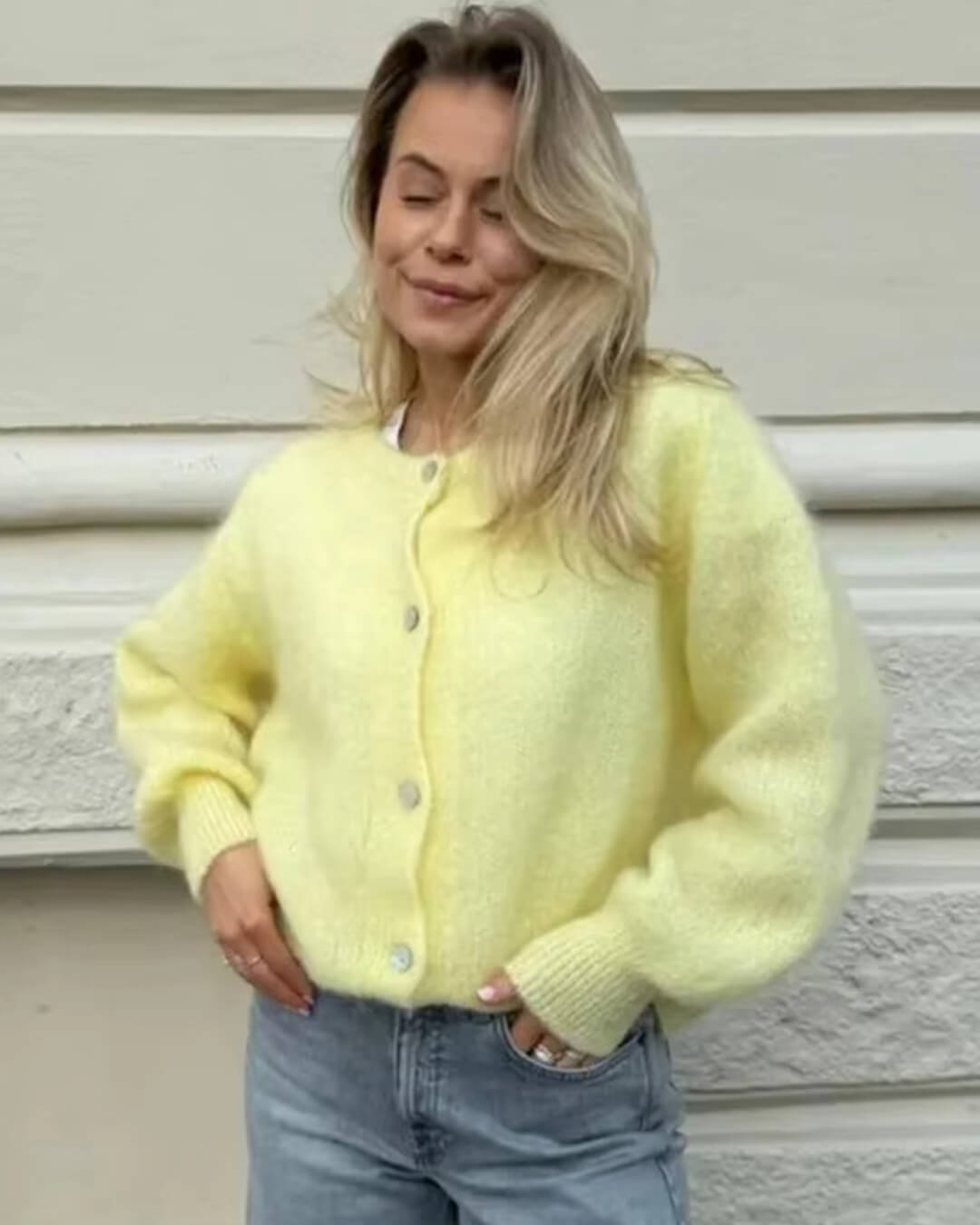 Freya, luddig stickad kofta