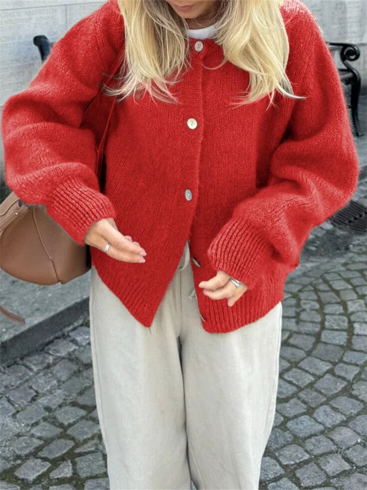 Freya, luddig stickad kofta