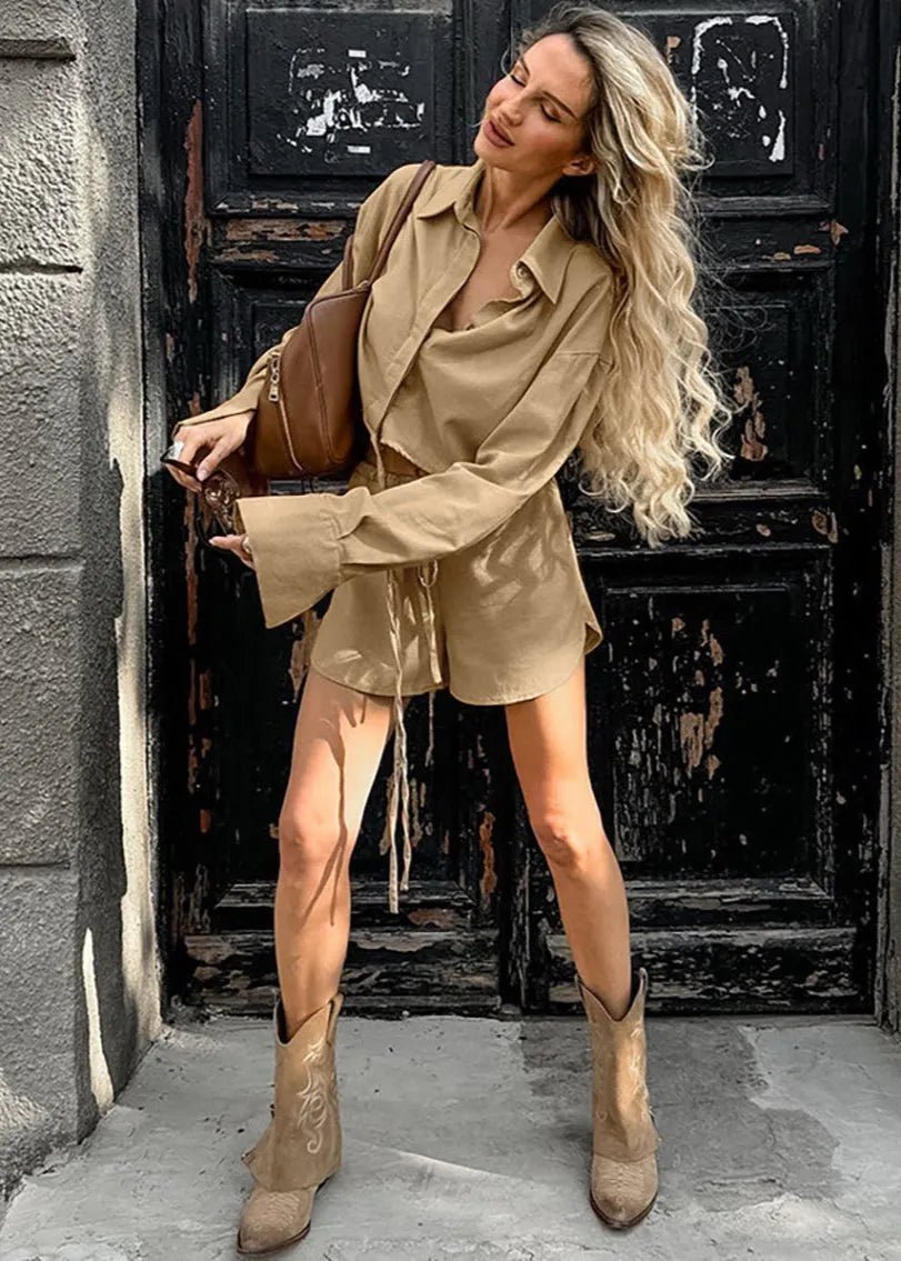 Gabrielle set med kort skjorta och shorts med dragsko
