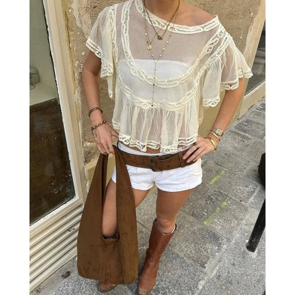 Genevra transparent chiffongblus