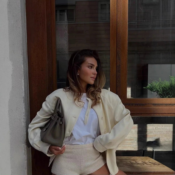 Hannah Stand Collar Jacket with Button Details
