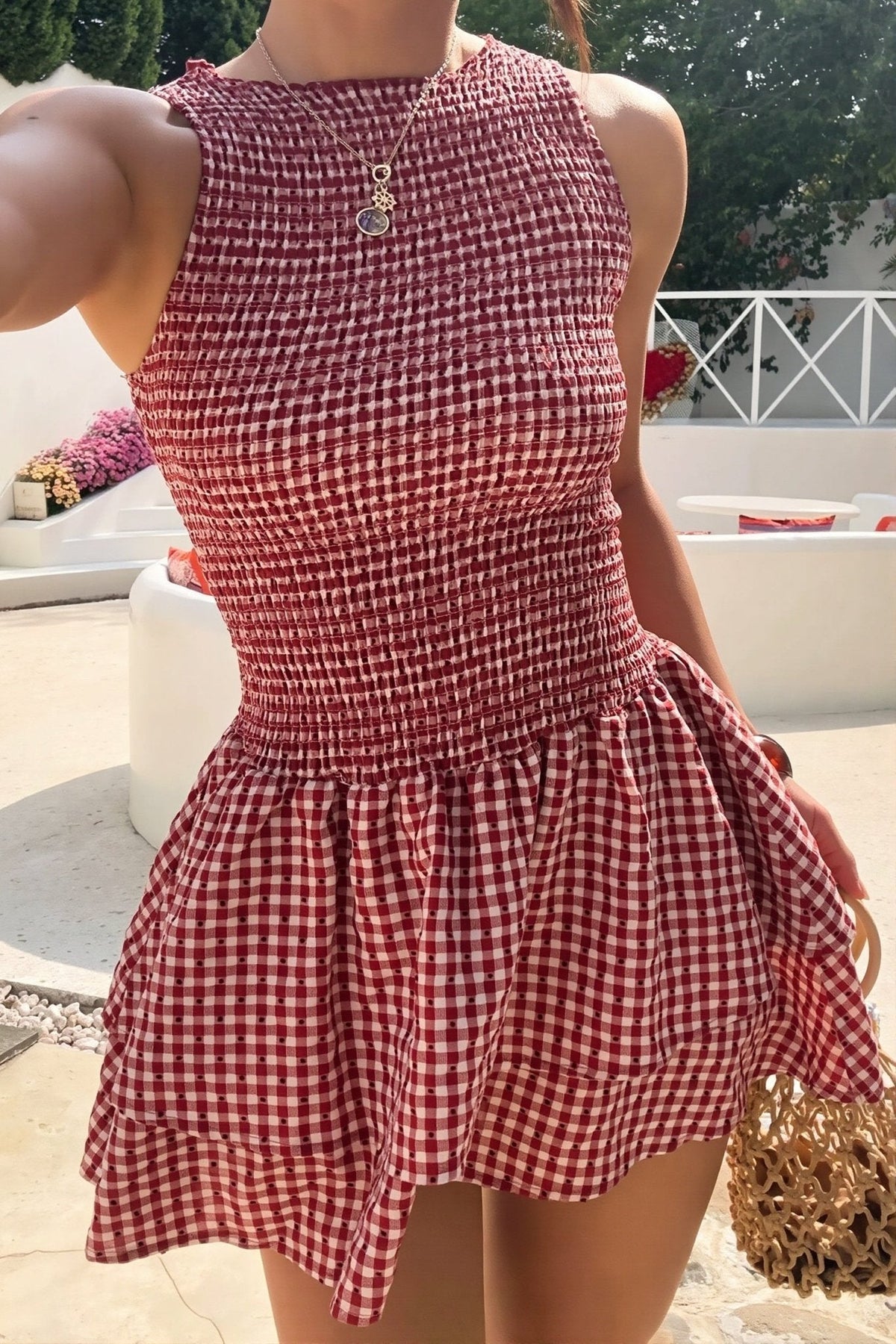 Hazel rutig figurnära miniklänning med smock