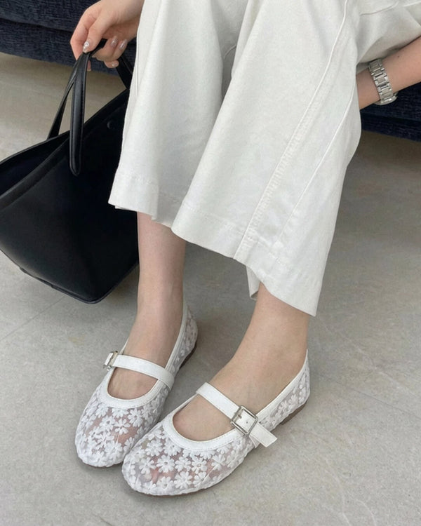 Helens Mary Jane-ballerinas i mesh