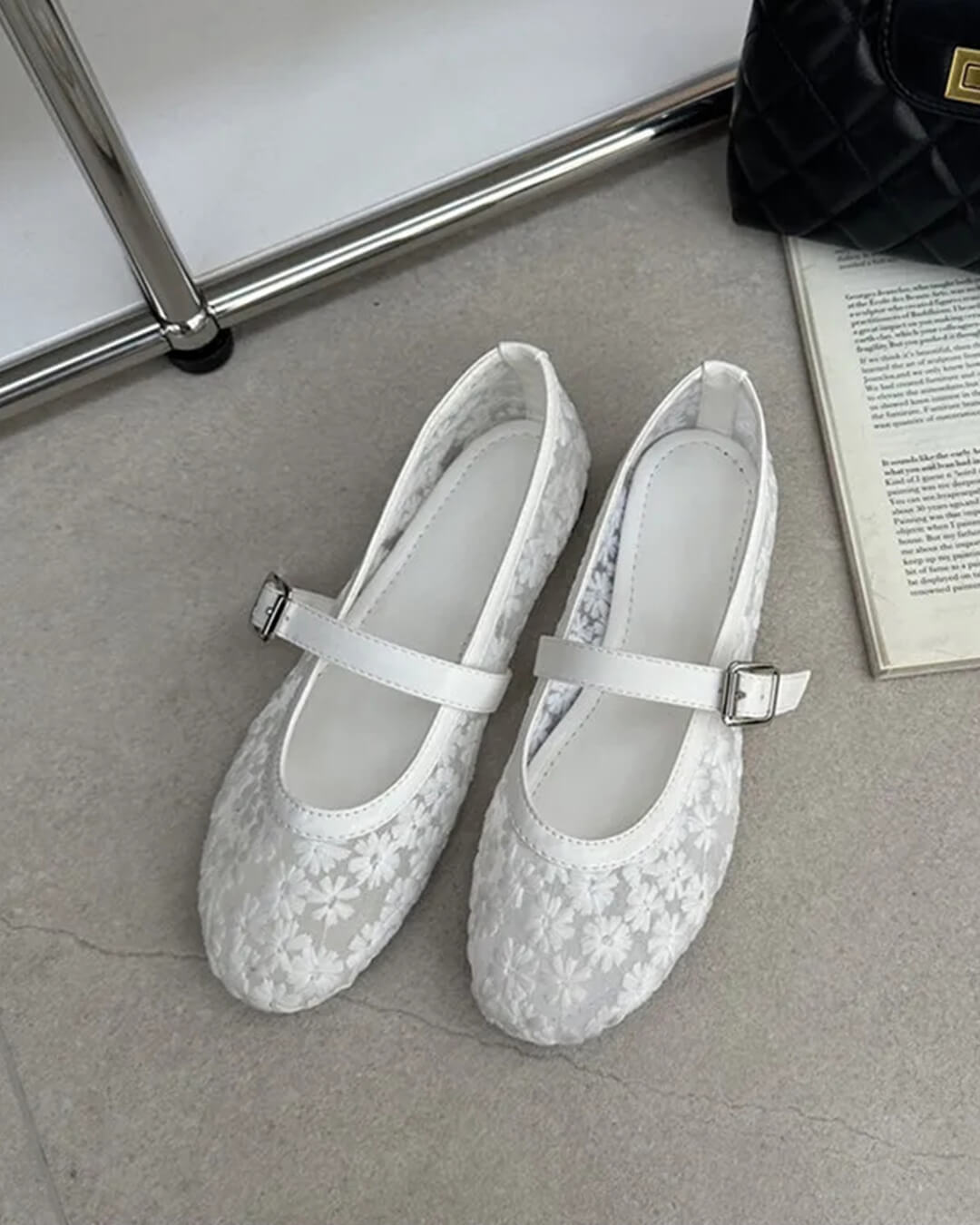 Helens Mary Jane-ballerinas i mesh