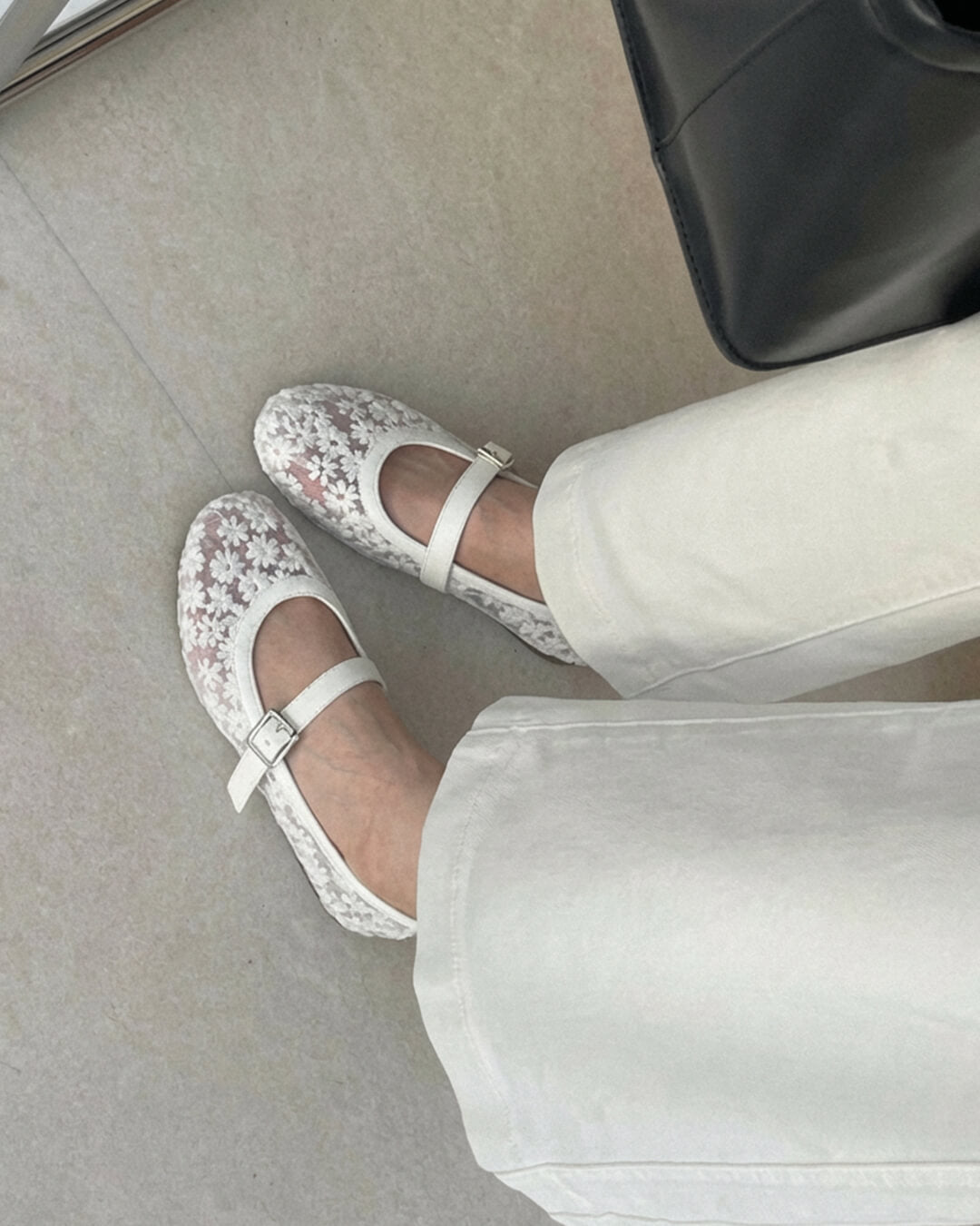 Helens Mary Jane-ballerinas i mesh