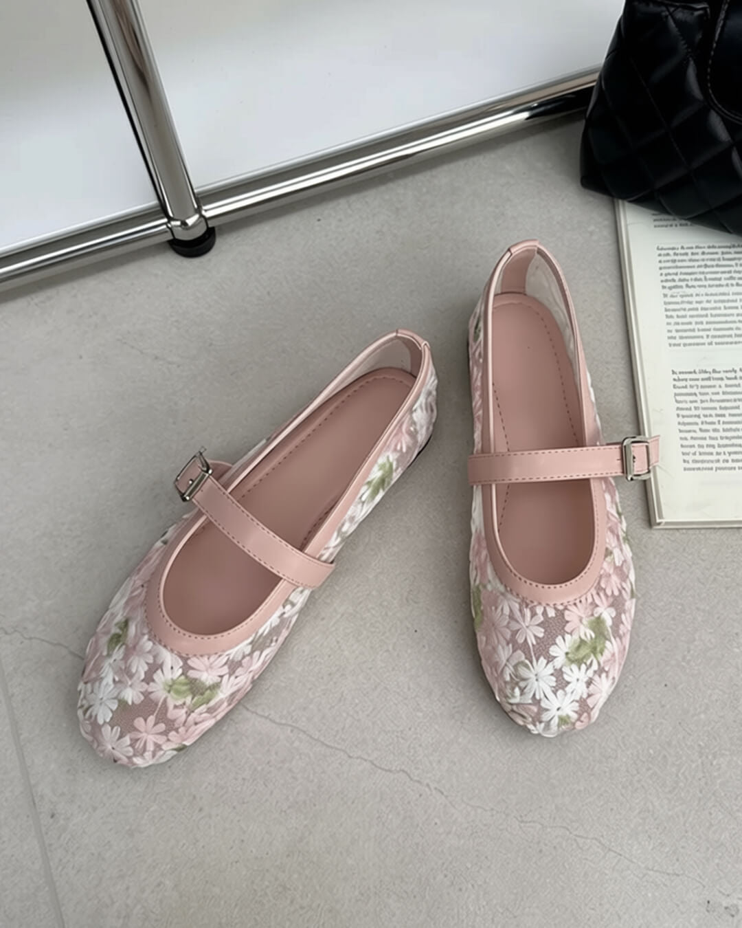Helens Mary Jane-ballerinas i mesh