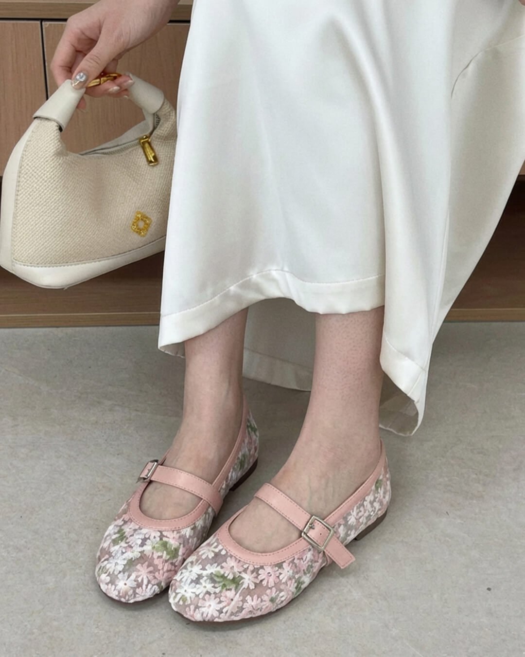 Helens Mary Jane-ballerinas i mesh