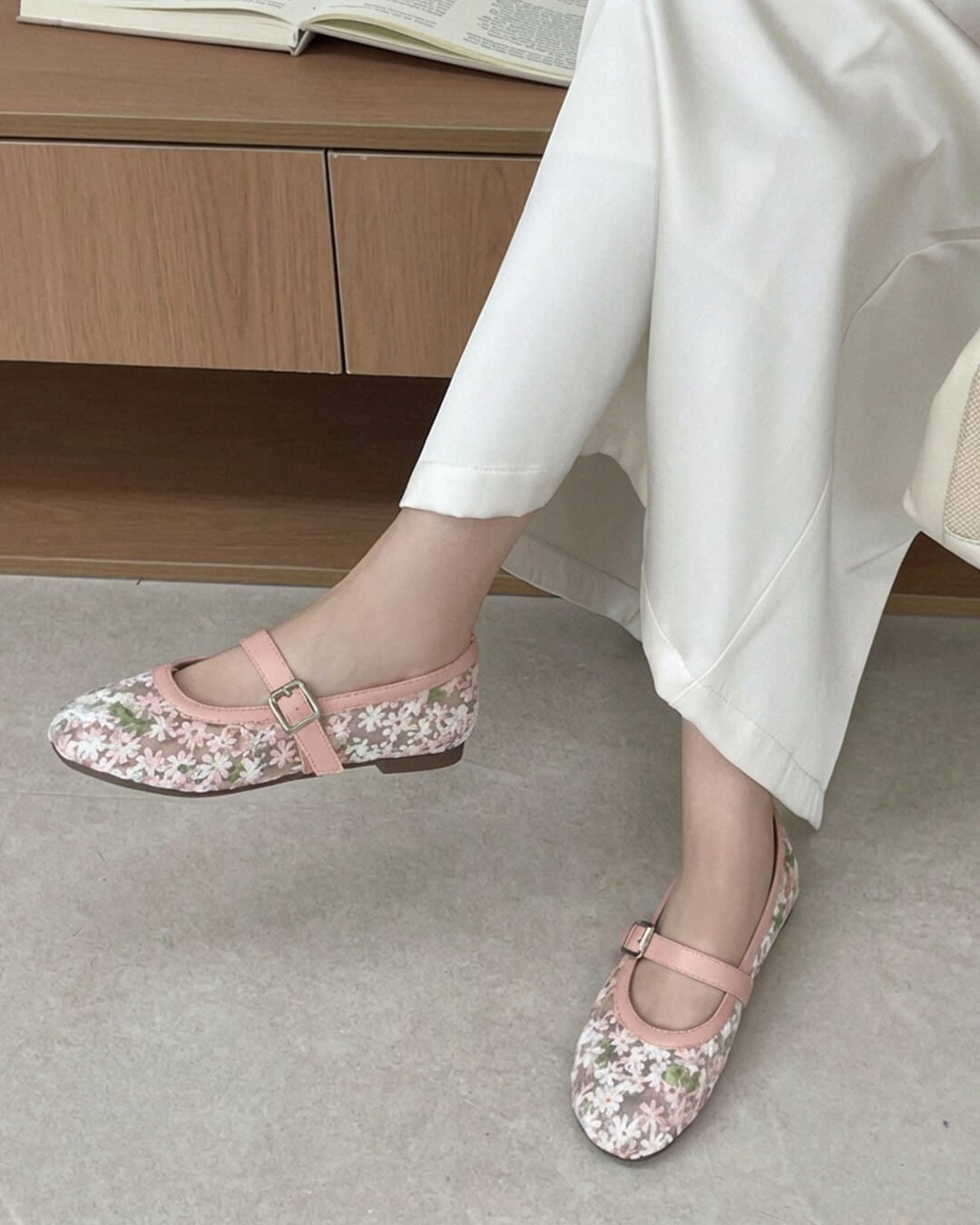 Helens Mary Jane-ballerinas i mesh